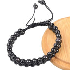 MASSIVE BEADS Double Layer Natural Chakra Healing Power Crystals Macrame Bracelet Yoga Stone Beads Gemstone Meditation Relax Anxiety Bangle for Unisex Women Men - color: Black Obsidian, size: 4mm