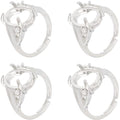 SUNNYCLUE 1 Box 8PCS Silver Prong Ring Blank Prong Ring Settings Adjustable Finger Metal Alloy Rhinestone Bases Setting for Jewelry Making Kit Women Adult Findings DIY Crafts Supply - style: Ring 4
