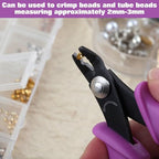SPEEDWOX Bead Crimping Plier For 2mm & 3mm Beads And Tubes 3.5-Inch Jewelry Making Tools Bent Head Beading Crimper Tools For Small Beads Micro Tube Beads Crimper Crimping Pliers