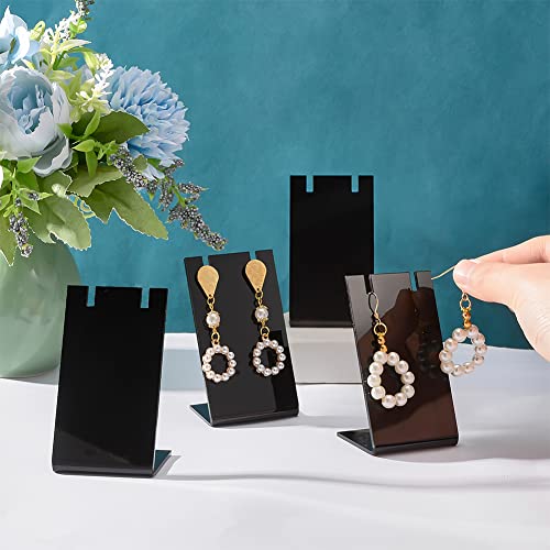 PH PandaHall 10pcs Acrylic Earring Holder Black Earring Display Stands L-shape Ear Organizer Dangling Earring Stands for Earring Necklace Jewelry Shows Retail Photography Props, 1.7x1.4x3 inch - color: Black