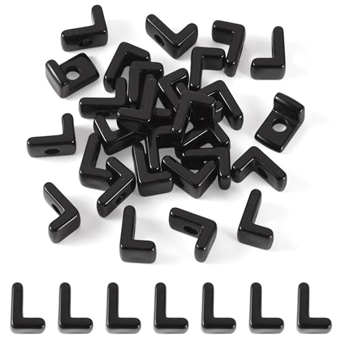 Craftora 30Pcs 20mm Black Large Letter Beads, Acrylic Big Alphabet Beads, Chunky Initial Letter L Bead with Large Hole for Friendship Bracelets Keychain Bag Charms Shoelaces - color: Letter L