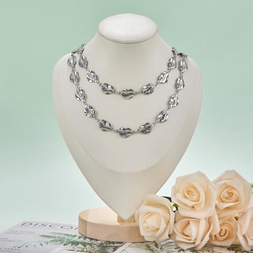 UMAOKANG 2 Yard Stainless Steel Heart Chains Bulk Silver Chain for Jewelry Making with Jump Rings Lobster Clasps - color: Silver Heart