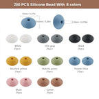 Sunrony 200Pcs Silicone Lentil Beads for Keychain Making,Bulk Mixed Color 12mm Silicone Abacus Spacer Beads for Necklace Bracelet Making Pens (Deep Lentil) - color: B-Deep Lentil