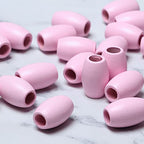 woodeni Large Oval Pink Wooden Beads - 40 Pieces, 30mm x 20mm, Hole 9mm - Ideal for Macrame, Necklaces, Bracelets & Garlands - color: 30x20mm, Pink#40pcs