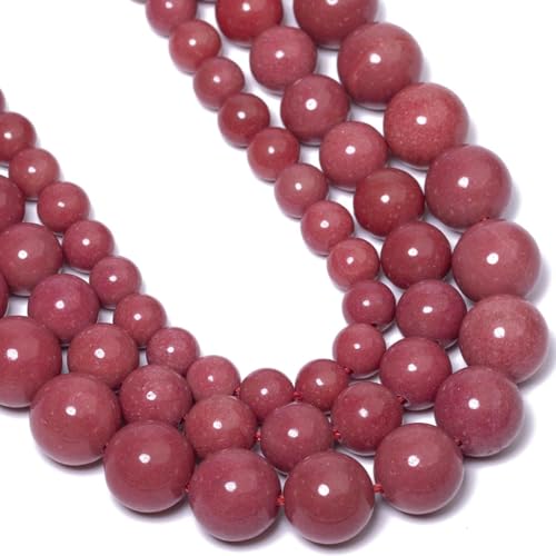 Stone Beads, 45pcs Rhodochrosite, 8mm Round Loose Beads for Jewelry Making, Bracelets, with Bag, String & Card - color: Rhodochrosite, size: 8mm