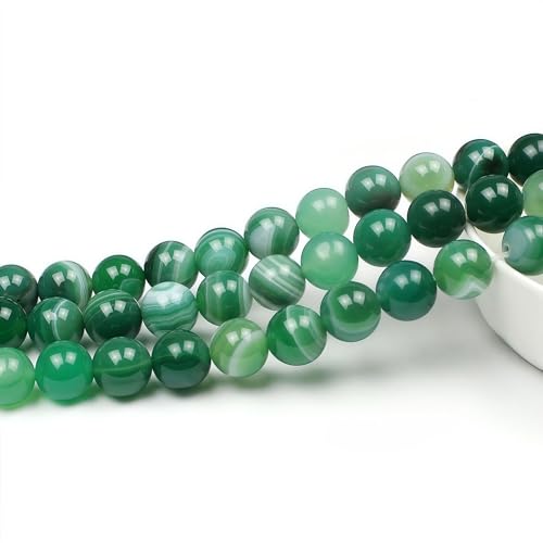 MJDCB Natural Stone Beads Green Striped Agate Round Loose Beads for Jewelry Making DIY Bracelet Necklace (6mm) - color: Green Striped Agate, size: 6mm