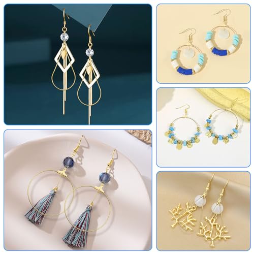 372Pcs Earrings Beading Hoop Set with 72 Earring Finding Teardrop Round Beading Hoop Earrings Bulk with 100 Hooks,100 Jump Ring,100 Ear Backs for DIY Jewelry Making Earrings Making Supplies(K Gold) - color: 372Pcs-K Gold