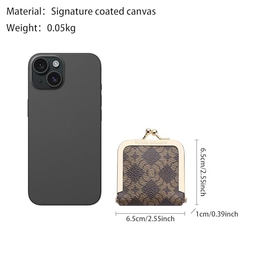 Royal Bagger Mini Ultra-Thin Jewelry Box & Kiss Lock Purse – Signature Coated Canvas, Women's Essential 8120 (Coffee) - color: Coffee