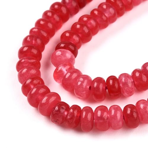 1 Strand Natural White Jade Rondelle Beads Strands Dyed Gemstone Beads Spacers for Jewelry Making Bracelets Necklace DIY Crafts 4.5x2.5~3mm 14.5" About 142~148pcs/strand Red - color: Red