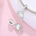 925 sterling silver Bead Charm for Pandora bracelets and Necklaces - Cute Heart Animal Ocean Pendant Bead Charms with Cubic Zirconia Mother's Day Jewelry Making DIY Gifts for Women Wife/Girlfriend - color: Little Dolphin Pendant Charm