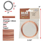 Copper German Bead Wire Craft Wire 26 Gauge/.4mm (20 Meters / 65.6 Feet) - color: COPPER, size: 26 Gauge