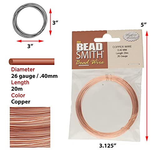 Copper German Bead Wire Craft Wire 26 Gauge/.4mm (20 Meters / 65.6 Feet) - color: COPPER, size: 26 Gauge