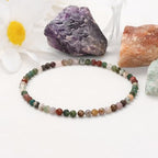 Healing Crystal Bracelet Clear Quartz Faceted Beaded Bracelets for Women Men 3mm Natural Stone Adjustable Handmade Stretch Bracelet Reiki Spiritual Jewelry Fashion Gifts - color: Indian Agate