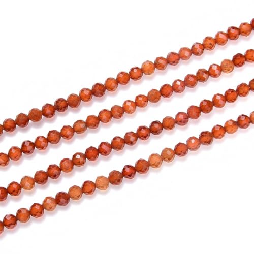 Adabele 15 Inch Natural Orange Spessartite Garnet Healing Gemstone 3mm (0.12 Inch) Tiny Small Faceted Round Loose Beads Stone Spacer (110-120pcs) for Craft Jewelry Making GK3-23 - color: Spessartite Garnet, size: 3mm (0.12") - 15 inch/1 strand