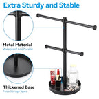 bodkar Necklace Holder Organizer Stand,2-Tier Sturdy Metal Jewelry Stand with Round Tray for Bracelet Bangles Holder Display,12.9" Tall for Long Necklace - color: Black