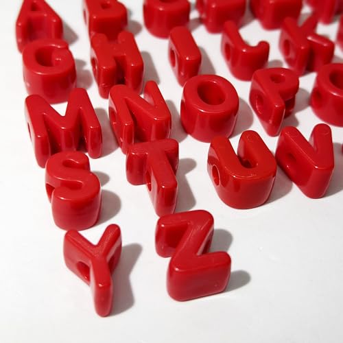 26PCS Large 6mm Hole Letter Beads, 20mm Acrylic Beads A to Z,for DIY Jewelry Making Kit Friendship Bracelet Key Chain and Bag Charm (26 A to Z Red) - color: 26 A to Z Red