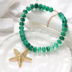 Chunky Beaded Starfish Shell Necklace for Women Colorful Boho Summer Chain Choker Beach Necklace with Acrylic Beads Trendy Chunky Jewelry Gifts - color: XL005F-02