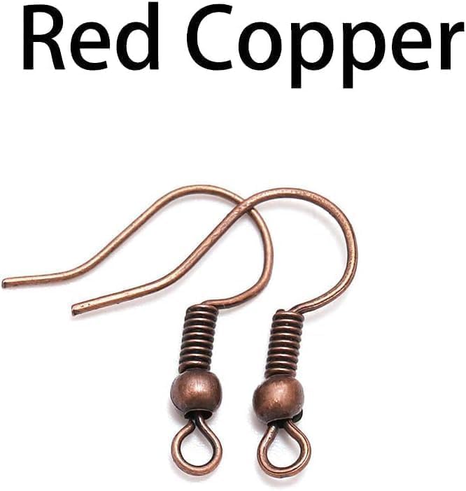 100Pcs Earring Hooks Fish Hooks, Red Copper, 20 x 17mm, Hypo-allergenic for French/Dangle Earring Findings Jewelry Making DIY Jewelry Making Earring Parts Supplies
