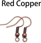 100Pcs Earring Hooks Fish Hooks, Red Copper, 20 x 17mm, Hypo-allergenic for French/Dangle Earring Findings Jewelry Making DIY Jewelry Making Earring Parts Supplies