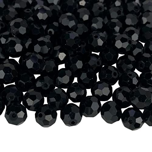Jmassyang 200 Pieces 6mm Faceted Round Crystal Glass Beads Spacer Beads for Jewelry Making, Bracelets Necklaces Earrings Wind Chimes Suncatchers(Black) - color: Black, size: 6mm