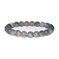 Justinstones Gem Semi Precious Gemstone 8mm Round Beads Stretch Bracelet 7 Inch Unisex - color: A Grade Labradorite