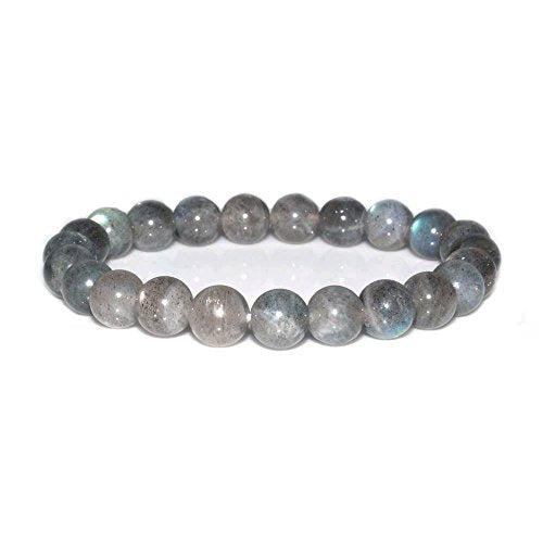 Justinstones Gem Semi Precious Gemstone 8mm Round Beads Stretch Bracelet 7 Inch Unisex - color: A Grade Labradorite