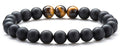 Hamoery Men Women 8mm Tiger Eye Stone Beads Bracelet Elastic Natural Stone Yoga Bracelet Bangle - color: Matte Tiger Eye-21003