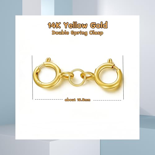 14K Yellow Gold Jewelry Clasp Necklace Extender, Double Lobster Clasp Bracelet Extension Connector for DIY Necklace Bracelet Anklet Jewelry Making, 14K Gold Double Spring Clasp (Style 3) - style: Style 3