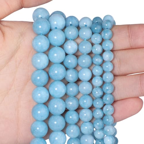 35pcs 10mm Natural Stone Beads Blue Chalcedony Beads Crystal Gemstone for Jewelry Making, DIY Bracelet Necklace - color: Blue Chalcedony, size: 10mm