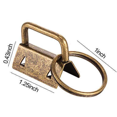 45Pcs 1 inch Bronze Key Fob Hardware Kits 1” Metal Gunmetal Keyfobs Hardware Bulk for Keychains Fob Wristlet Hardware with Key Ring for Lanyard - color: Bronze key fob hardware