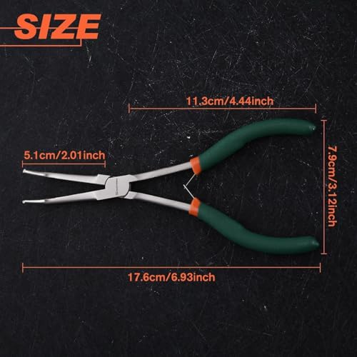 SPEEDWOX Mini Long Nose Pliers with Serrated Jaw - Long Reach Needle Nose Pliers for Jewelry Making, Bending Wire & Small Object Gripping - style: Bent Long Nose Pliers Serrated Jaws