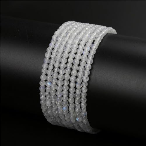 MJDCB 225pcs Natural Small Stone Beads 3mm Blue Moonstone Round Smooth Loose Gemstone Bead for Jewelry Making Bracelets Earrings Necklaces Accessories - color: Blue Moonstone