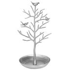 Jewelry Tree Necklace Earring Holder Modern Cute Bird Jewelry Stand for Women Girls Teen Silver - color: Silver