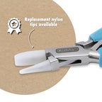 Beadalon Designer Series Nylon Jaw Pliers, Flat/Round Nose, Dark Blue Vinyl-Free Grips, Stainless Steel, 5.25in - color: Dark Blue, style: Flat/Round Nose