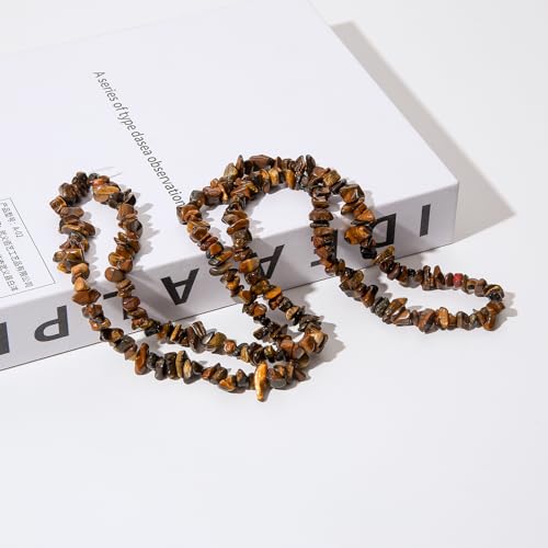 Natural Chip Stone Beads About 200pcs Tiger Eye Stones 5-8mm Irregular Gemstone Healing Crystal Loose Rocks for Bracelet Necklace Earrings Jewelry Making(Tiger's-Eye) - color: tiger's-eye