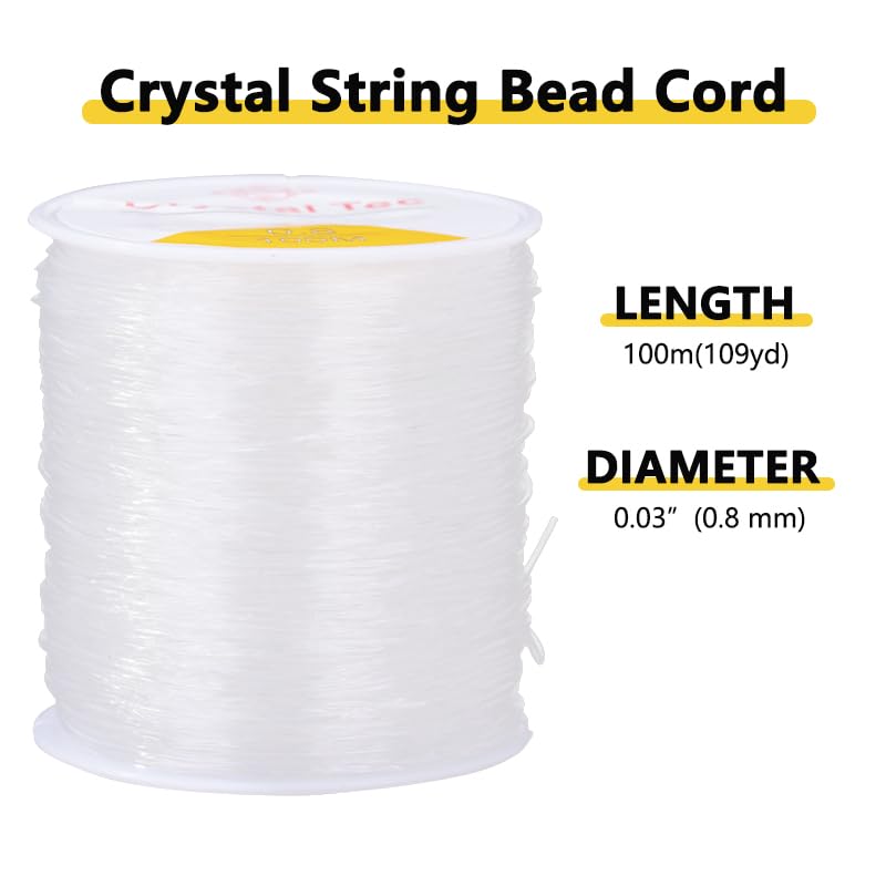 0.8mm Elastic Bracelet String Cord Crystal Clear Stretch Beading Cords for Bracelet, Beading and Jewelry Making