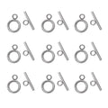 KISSITTY 20 Sets 304 Stainless Steel Round IQ Toggle Clasps & Tbar Clasps for Necklace Bracelet Jewelry Making Silver Tone