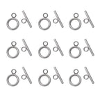 KISSITTY 20 Sets 304 Stainless Steel Round IQ Toggle Clasps & Tbar Clasps for Necklace Bracelet Jewelry Making Silver Tone
