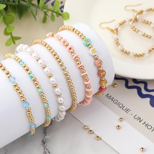 DECYOOL Small Gold Beads, 1200Pcs 4mm KC Gold Spacer Beads Seamless Smooth Round Bead for Bracelets Jewelry DIY Crafts Making - color: KC Gold, size: 4mm