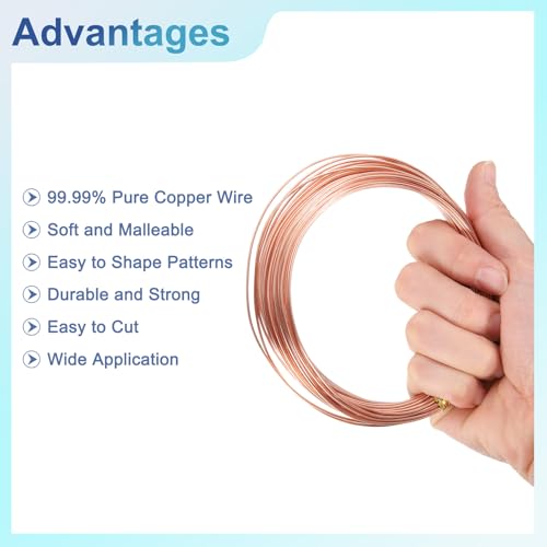 uxcell 99.99% 16 Gauge 1.2mm Pure Copper Wire 10m/33 ft Soft Craft Copper Wire Tarnish Resistant Jewelry Wire for Jewelry Making Beading DIY Crafts Supplies, Copper - size: 16 Gauge 1.2mm