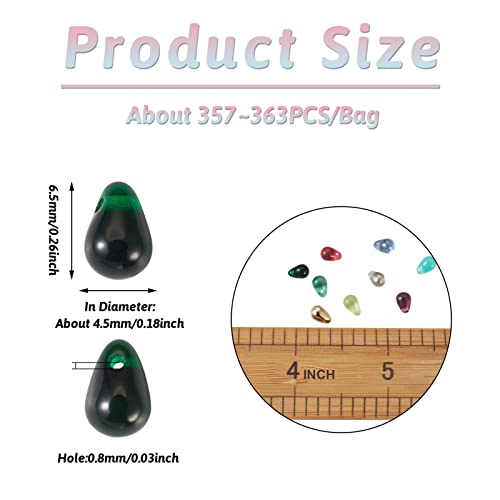 Craftdady 350Pcs Teardrop Czech Glass Beads Mixed Colors Lustered Drop Spacer Loose Beads 6.5x4.5mm Top Drilled for Jewelry Craft Making - color: Mixed Colors, 6.5x4.5mm