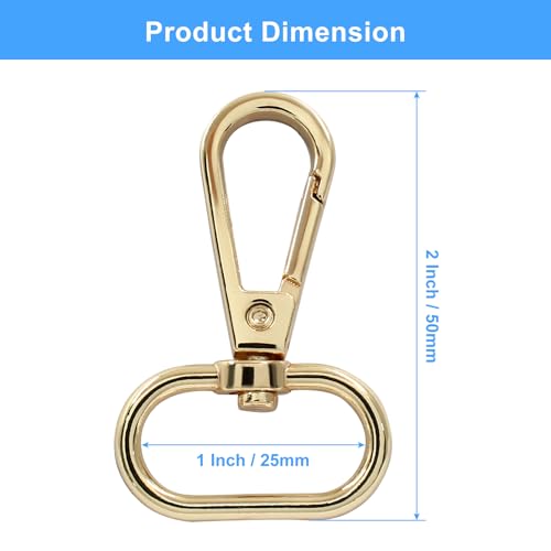 16 Pack Swivel Lobster Clasps, 1 Inch Gold Lobster Claw Clasps for Keychains, Oval Ring Swivel Snap Hooks Metal Lobster Clips for Purse, Snap Tabs, Craft Making - color: Gold