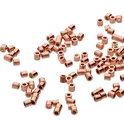 The Beadsmith Tube Crimp Beads, 1.5 x 1.5mm, 100 Pieces, Copper Color, Uniform Cylindrical Shape, No Sharp Edges, Designed to Secure the Ends of Jewelry Stringing Wires and Cables - color: Copper Plate, size: 1.5MM x 1.5MM - 100 pcs
