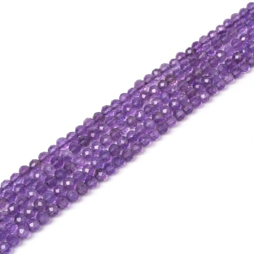 3mm Amethyst Faceted Gemstone Round Loose Beads Strand 15.5-16" DIY Jewelry Making - color: Amethyst