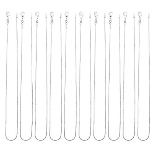 CrazyPiercing 10pcs 18 Inch 24 Inch Silver Plated with 925 Stamp 1.2mm DIY Snake Chain Charms Link Necklace With Lobster Clasps for Jewelry Making