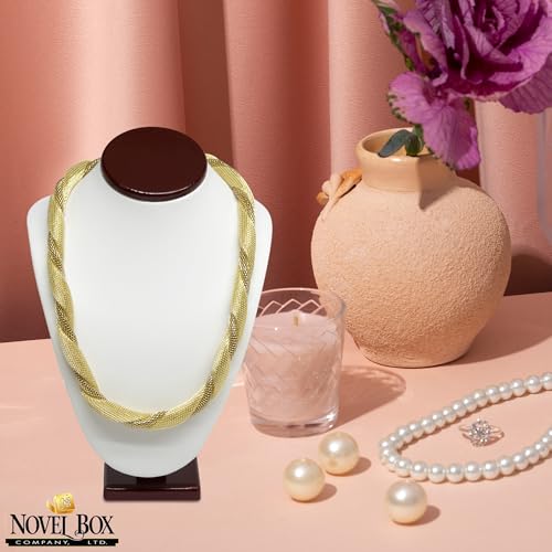 Novel Box Cherrywood/White Stand Jewelry Necklace Display 5.5x3x7.5 Inches - Freestanding Travel Necklace Holder Stand - Necklace Mannequin Organizer Stands - Necklace Displays Small - color: Rosewood/White, size: Small
