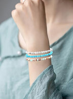 2/3-Pieces 4mm 6mm 8mm Natural Crystal Gemstone – Handmade Reiki Energy Healing Stretch Bracelets Jewelry for Yoga, Meditation, Unisex - color: 3 Pieces (AgalmatoliteJasper&BlueTurquoise&Howlite), size: 4mm