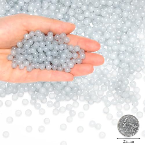 500Pcs Gray 6mm Round Glass Beads for Bracelets,Glass Crystal Beads for Jewelry Making Kits Bracelet Earring Necklaces DIY Crafts for Beginners(Gray) - color: Gray