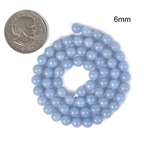 Natural Angelite 6mm Gemstone Round Loose Beads Strand for DIY Bracelet Necklace Jewelry Making Bead - color: Angelite, size: 6mm