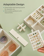 SONGMICS 2-Layer Jewelry Box, Jewelry Organizer with Handle, Removable Jewelry Tray, Jewelry Storage, Floating Effect, 8.1 x 9.4 x 4.3 Inches, Gift Idea, Sage Green UJBC165C02 - color: Sage Green
